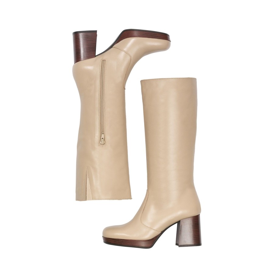 Stiefel Mit Hohem Absatz | Bullboxer Stiefel Beige/Taupe 256502E7L_Beigtd