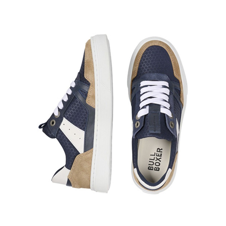 Turnschuhe | Bullboxer Sneaker Beige-Navy Aop009E5L_Benykb