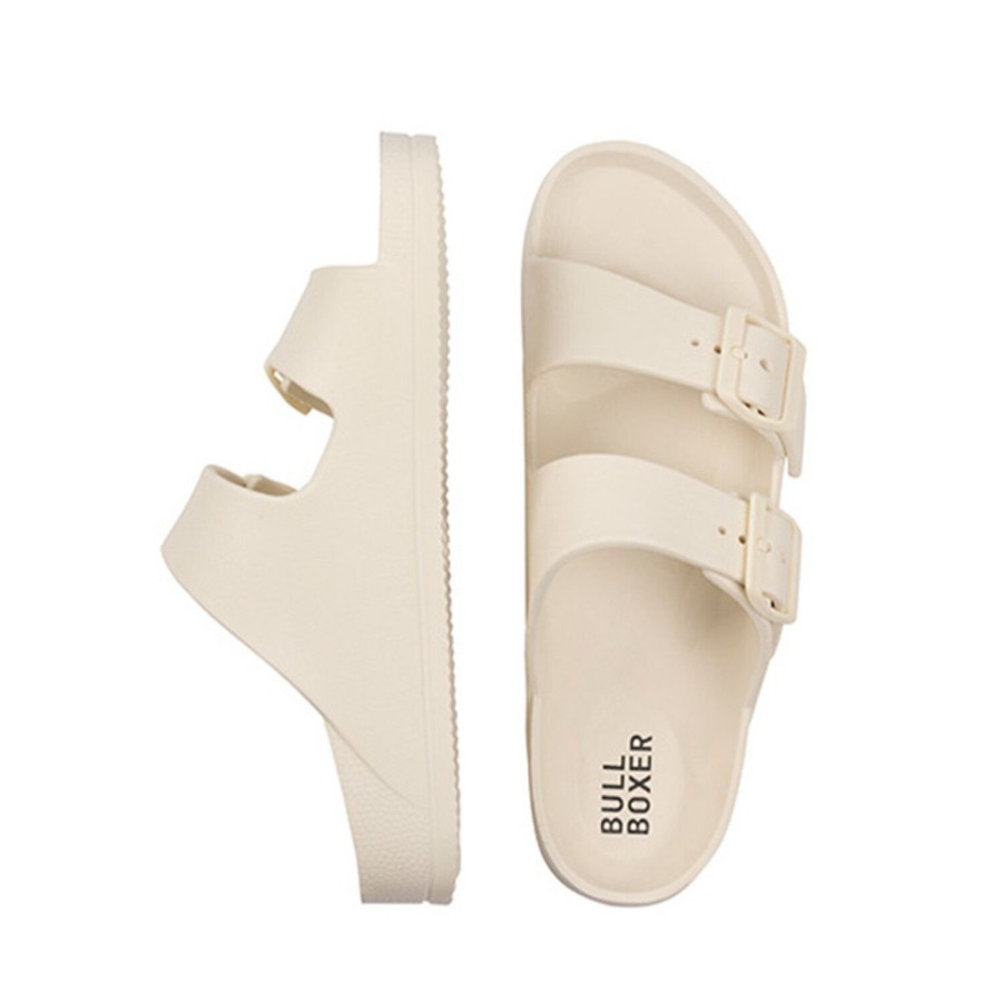 Flache Pantoletten | Bullboxer Pantoletten Offwhite 002000F1S_Ofwhtd